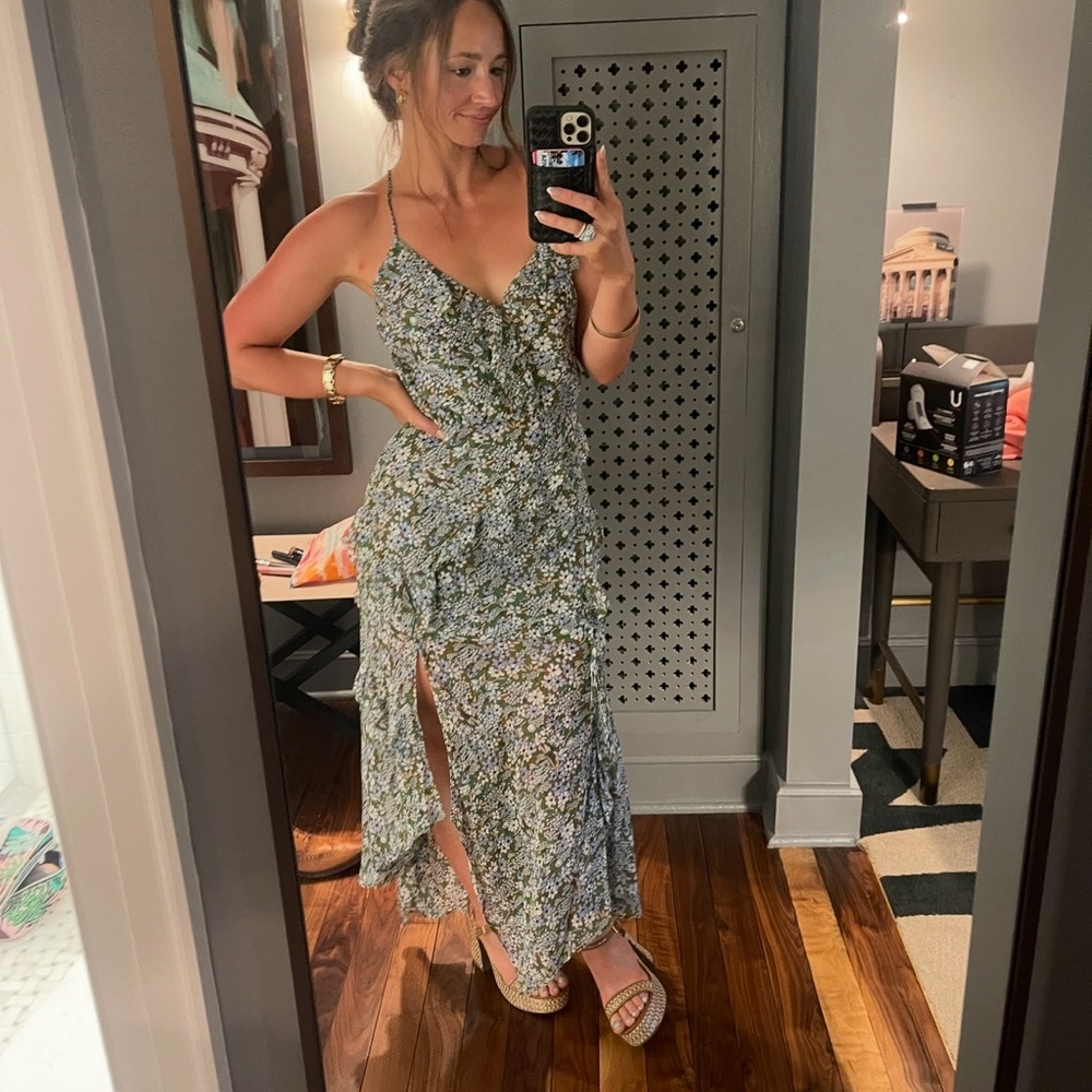 Veronica Beard Asymmetrical Green and Blue Dress - Picture 4 of 4